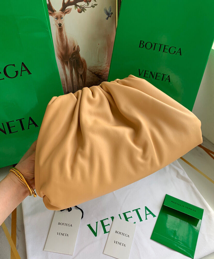 Bottega Veneta Teen Pouch Leather Clutch Apricot